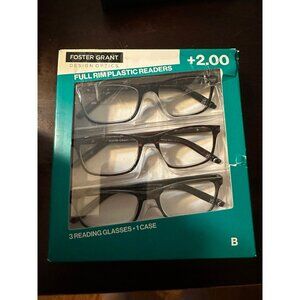 Foster Grant‎ Full Rim Plastic Readers 3 pack - 2.00 strength -  (Turquoise B)